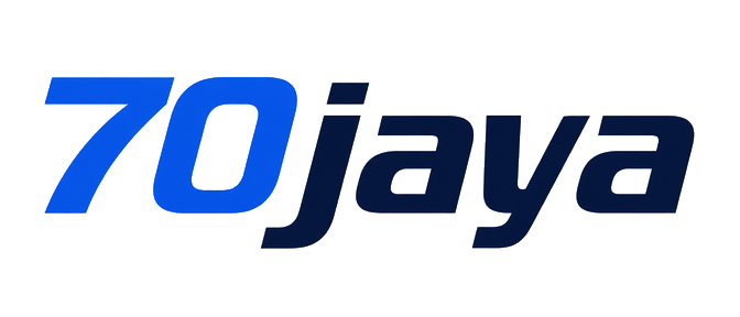 70jaya logo on coral theme navigation
